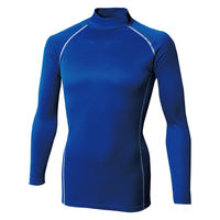 おたふく手袋 BTチェックハイネックシャツ ブルー M JW-172 1枚（直送品）