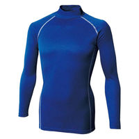 おたふく手袋 BTチェックハイネックシャツ ブルー L JW-172 1枚（直送品）