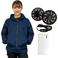 岡潮 空調付2Wayパーカー+モバイルバッテリー付30101 ネイビー S 30101-S-0920 1式 660-6374（直送品）