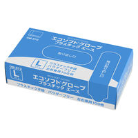 オカモト プラスチック手袋 エコソフトグローブプラスチックエース L OM-372 1箱（100枚入）