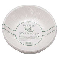 トーシン エコ バガス 業務用 ボウル ホワイト 約18cm 1セット（60枚：6枚入×10パック）