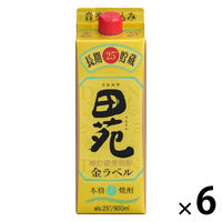 田苑 金ラベル 25度 900ml パック 1セット（1本×6） 麦焼酎 田苑酒造