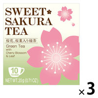 スイートサクラティー 緑茶 1セット（1箱（10バッグ入）×3） 桜花、桜葉入り緑茶 個包装 ティーバッグ