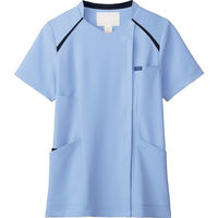 【再検品商品】フォーク レディスジップスクラブ スカイ×ダークネイビー 7068SC-2-EL 1枚　スクラブ（わけあり品）