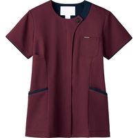 【再検品商品】フォーク レディスジップスクラブ バーガンディー×ダークネイビー 7069SC-16-LL 1枚　スクラブ（わけあり品）