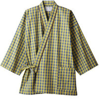 【再検品商品】住商モンブラン 患者衣 男女兼用 8分袖上衣 ブルー×イエロー LL 59-425（わけあり品）