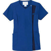 【再検品商品】フォーク レディスジップスクラブ ロイヤルブルー×ダークネイビー L 7023SC-7-L 1枚　スクラブ（わけあり品）