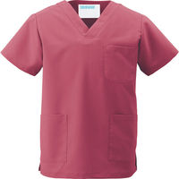 【再検品商品】KAZEN スクラブ(男女兼用)ワインレッド LL 133-73-LL 1枚　スクラブ（わけあり品）