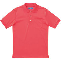 【再検品商品】KAZEN（カゼン） ポロシャツ半袖 237 コーラルピンク LL 医療白衣 1枚（わけあり品）