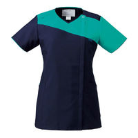 【再検品商品】フォーク レディスジップスクラブ ネイビー×エムグリーン M 7048SC-4-M 1枚　スクラブ（わけあり品）