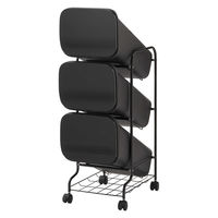 リス Ｎスムース　スタンドダストボックス 3Ｐ　ブラック GBBH026 1台 ゴミ箱 分別 縦型 大容量 前開き キャスター付き