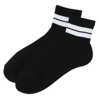 メンズ TCボーダーショートソックス ブラック 25～27cm LAKOLE/ラコレ