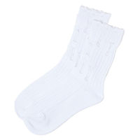 レディース ダメージクルーソックス ホワイト 23～25cm LAKOLE/ラコレ