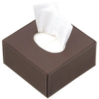 合皮ティッシュケースハーフ ブラウン 1個 I-Lex（わけあり品）