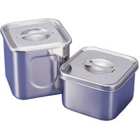 ステンレス　角ポット　10個セット　蓋付き 5-186-02 ツマミ付き ステンレス角型ポット 1.1L No.2 【AXEL