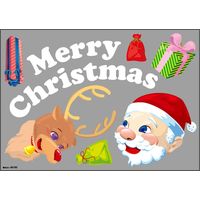 【販促・POP】P・O・Pプロダクツ ウィンドーシール 40182 Christmas サンタと仲間 W420×H297mm 1枚（取寄品）