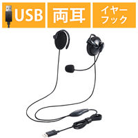 ヘッドセット USB接続/マイク搭載/両耳/軽量 ブラック エレコム