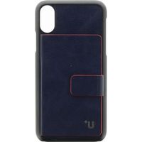 iPhone X ケース カバー +U Smith カード収納ポケット付PUケース アイフォンx ブルー（直送品）