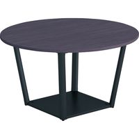 【組立設置込】コクヨ リージョン 会議テーブル 円形 メラミン 幅1200×奥行1200×高さ620mm チャコールDグレー×ブラック 1台（直送品）