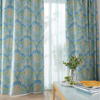 スミノエ デザインライフ セミオーダー カーテン ミックスブーケ 2500×2000mm ブルー 1セット(2枚入)（直送品）