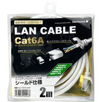 協和ハーモネット CAT6A対応シールドLANケーブル 2m ホワイト HLC-T6AS-2MP 1セット（5本）（直送品）