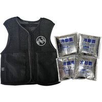 ミズケイ ポケット付きハニカムメッシュベスト「快風」<ブラック>LLサイズ+保冷剤4個セット 8131983 1個(5個) 530-1370（直送品）