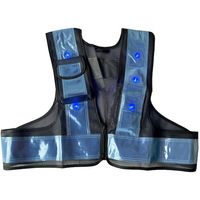 ミズケイ LED安全ベストファスナー式ショート丈「スマートくん」<紺/薄青>青LED 5941244 1枚 477-4814（直送品）