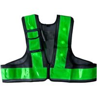 ミズケイ LED安全ベストファスナー式ショート丈「スマートくん」<紺/緑>緑LED 5941245 1枚 477-4760（直送品）