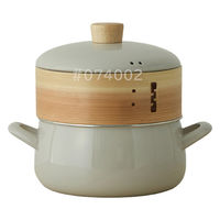 ホーロー鍋 20cm IH・ガス火対応 せいろ付き グレージュ SER-20W.GG 1個 富士ホーロー