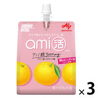 アミノバイタル ami活（アミカツ）ゼリードリンク　朝のピングレ味　1セット（1個（180g）×3）　アミノ酸　味の素