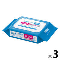 日本製紙クレシア スコッティ ウェットタオル 流せるウェットタオル 純水 ノンアルコール 70枚 1セット（1パック×3）