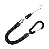 Trimate 落下防止ストラップ カラビナ+カールコード+紐パーツ ブラック TR-STP001 1個 67-4920-78（直送品）