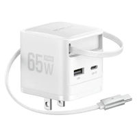 ECOFLOW 65W GaN急速充電器(USBーCケーブル内蔵)ホワイト EFA-65WCHARGER2-W-JP 1個