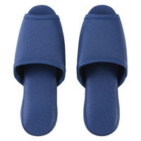 【スリッパ】テンダイ 抗菌 レザー調ビニールスリッパ 前開き Mサイズ ネイビー　1セット（1足×4）