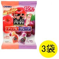 ぷるんと蒟蒻ゼリー　アップル+グレープ　1セット（1袋（12個入）×3）　オリヒロ　こんにゃくゼリー　ミニパウチタイプ