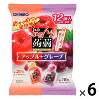 ぷるんと蒟蒻ゼリー　アップル+グレープ　1セット（1袋（12個入）×6）　オリヒロ　こんにゃくゼリー　ミニパウチタイプ