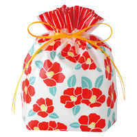 ヘッズ 和風PE巾着バッグ-S/つばき WA-BS1 1袋（20枚入）