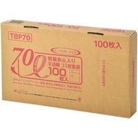ジャパックス 容量表示入ポリ袋 70L ピンクリボンモデル 白半透明 厚み0.025mm TBP70 1セット(400枚:100枚×4箱)