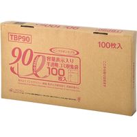 ジャパックス 容量表示入ポリ袋 90L100枚BOX ピンクリボンモデル 白半透明 厚み0.025mm 4BOX入 TBP90 1セット（400枚）（直送品）