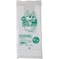 ジャパックス レジ袋（半透明） ベロ付きブロック 関東8号/関西25号 100枚 厚み0.013mm 80冊入り RKK08 1セット（8000枚）（直送品）