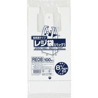 ジャパックス レジ袋（乳白）省資源 ベロ付きブロック・エンボス 関東8号/関西25号 厚み0.011mm RE08 1セット（8000枚）（直送品）