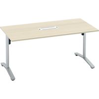 【組立設置込】コクヨ ビエナ 会議テーブル角型 配線付 T字・キャスター脚 幅1500×奥行750×高さ720mm ナチュラル/Fシルバー/白 1台（直送品）