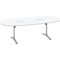【組立設置込】コクヨ ビエナ 会議テーブル 楕円形T字脚 キャスター 配線付 天板Ｗ2400×D1050×高さ720mm