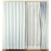 ユニベール 厚地+レースカーテンセット ショット 幅1000×高さ1900mm ターコイズ 4548654744223 1セット（4枚入）（直送品）