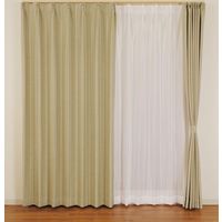 ユニベール 厚地+レースカーテンセット ブレーン 幅1000×高さ1200mm ベージュ 4548654743851 1セット（4枚入）（直送品）
