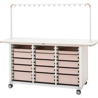 【軒先渡し】サカセ化学工業 作業台(ハンガー付対面タイプ) トレー:ブルー 24-8046-0002 1台（直送品）