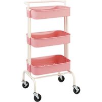 3段バスケットワゴン ピンク 24-7883-00 松吉医科器械　　マツヨシカタログ（直送品）