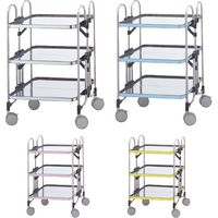 折りたたみ式器械台（3段） シルバー+ブルー 24-7274-01 トクヤマ（直送品）