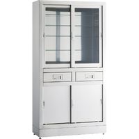 【軒先渡し】松吉医科器械 器械戸棚(ステンレス製) 三方硝子 23-5385-0102 1台（直送品）