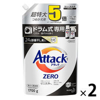 【アウトレット】アタックゼロ（Attack ZERO） 抗菌プラス ドラム式専用 詰め替え 超特大 1700g 1セット（2個入） 花王